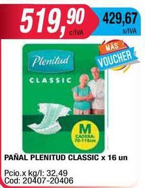 Maxiconsumo Pañal Plenitud Classic x 16un oferta