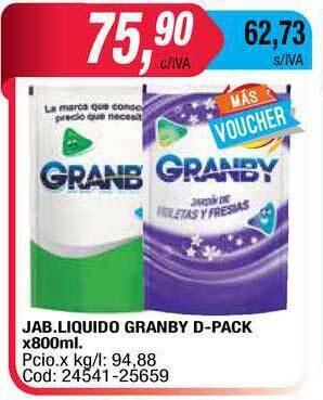 Maxiconsumo Jab. Liquido Granby D-pack x 800ml oferta