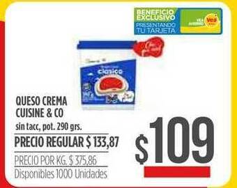 Supermercados Vea Queso Crema Cuisine & Co 290grs oferta