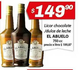 Almacor El Abuelo Licor Chocolate-Dulce De Leche 750cc oferta