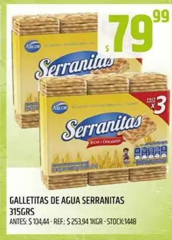 Supermercados Todo Serranitas Galletitas De Agua 315grs oferta