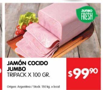 Disco Jamón cocido jumbo tripack 100g oferta