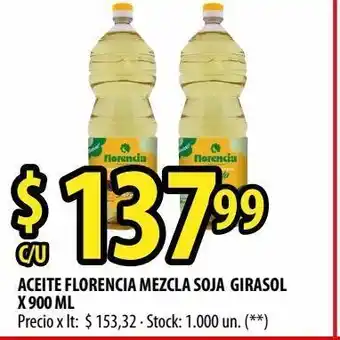 Punto Mayorista Aceite florencia mezcla soja girasol x 900 ml oferta