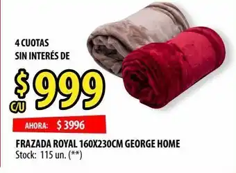 Punto Mayorista Frazada royal 160x230cm george home oferta