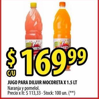 Punto Mayorista Jugo para diluir mocoreta x 1.5 lt naranja y pomelo oferta