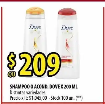 Punto Mayorista Shampoo o acond. dove x 200 ml distintas variedades oferta