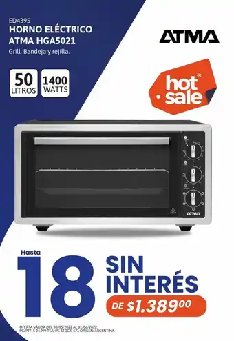Cetrogar Horno elect atma grill 50l 1400w hga5021 oferta