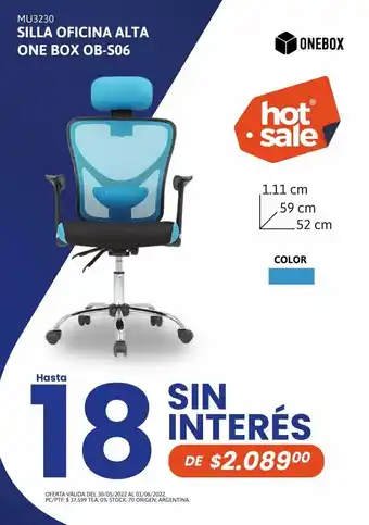 Cetrogar Silla oficina one box alta ob-s06 celest oferta