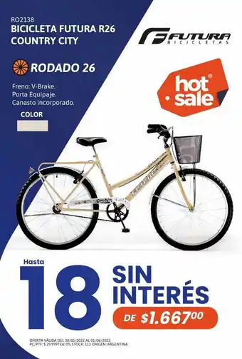 Cetrogar Bicicleta futura r26 country city hueso oferta