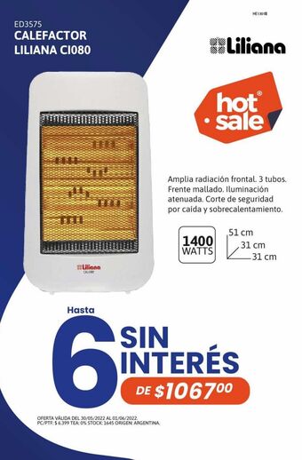 Cetrogar Calefactor liliana fijo 1400w ci080 oferta