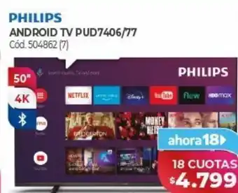 Naldo Lombardi Android tv philips 50" 4k x 18 cuotas oferta