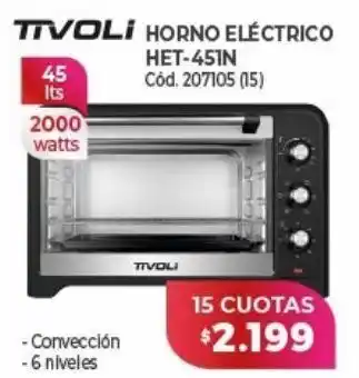Naldo Lombardi Horno eléctrico tivoli 45l x 15 cuotas oferta