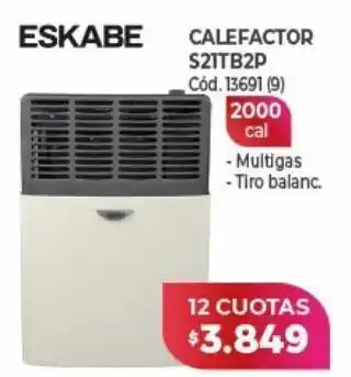 Naldo Lombardi Calefactor eskabe x 12 cuotas oferta