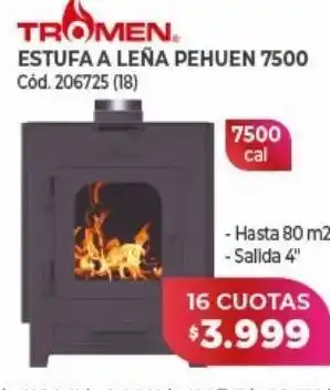 Naldo Lombardi Estufa a la leña tromen x 16 cuotas oferta