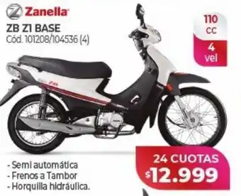 Naldo Lombardi Moto zanella zb z1 base x 24 cuotas oferta