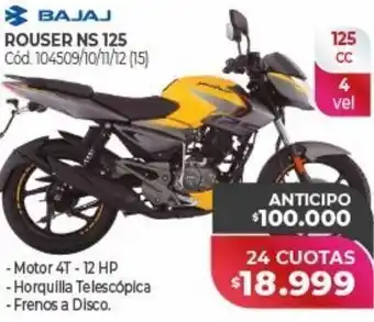 Naldo Lombardi Bajaj rouser ns 125 x 24 cuotas oferta
