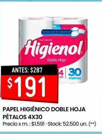 Changomas Papel higiénico higienol 4x30 oferta