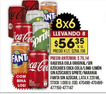 Coto Gaseosa Cola Original Sin Azúcares Coca Cola Lima-limón Sin Azúcares Sprite Naranja Fanta Sin Azúcar oferta