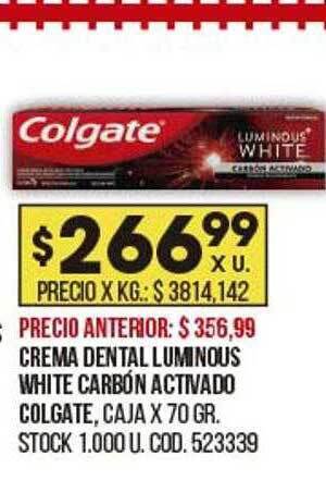 Coto Crema Dental Luminous White Carbón Activado Colgate oferta
