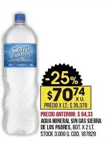 Coto Agua Mineral Sin Gas Sierra De Los Padres oferta