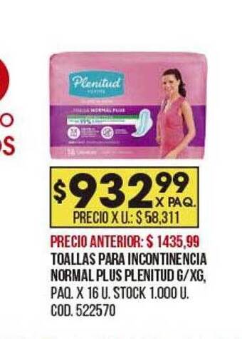 Coto Toallas Para Incontinencia Normal Plus Plenitud oferta