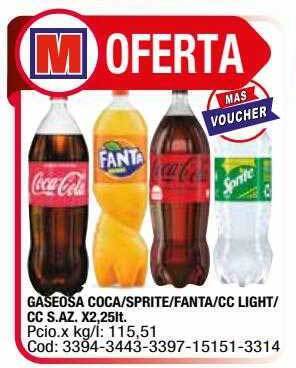Maxiconsumo Gaseosa Coca Sprite Fanta Cc Light oferta