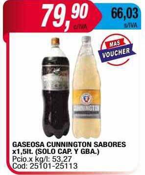Maxiconsumo Gaseosa Cunnington Sabores oferta