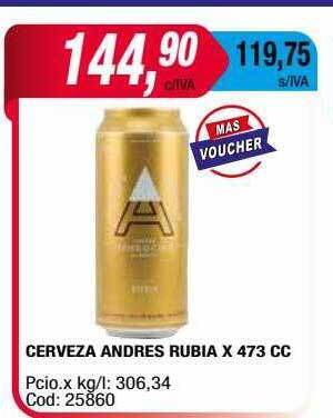 Maxiconsumo Cerveza Andres Rubia oferta