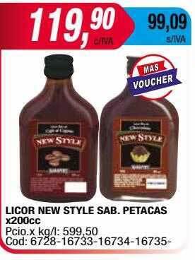 Maxiconsumo Licor New Style Sab Petacas oferta