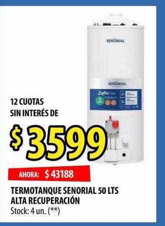 Termotanque Senorial 50 Lts Alta Recuperación