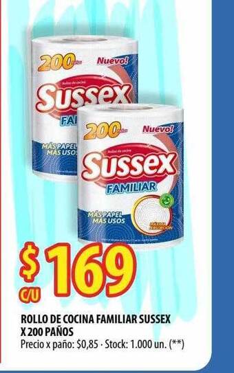 Punto Mayorista Rollo De Cocina Familiar Sussex X 200 Paños oferta