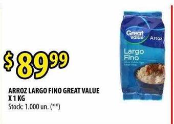 Punto Mayorista Arroz Largo Fino Great Value oferta