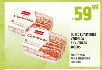 Supermercados Todo Queso Cuartirolo Verónica Env. Origen 100grs oferta
