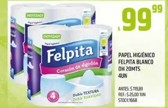 Supermercados Todo Felpita Papel Higiénico Blanco Dh 20mts oferta