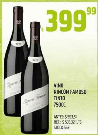 Supermercados Todo Vino Rincón Famoso Tinto 750cc oferta