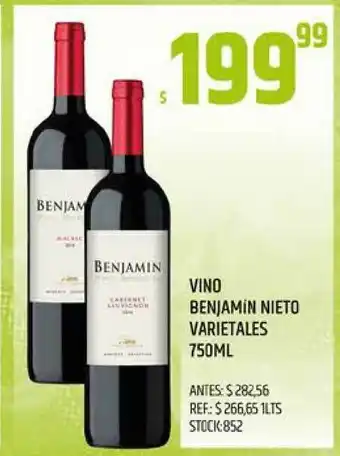 Supermercados Todo Vino Benjamin Nieto Varietales 750ml oferta