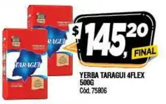 Supermercados Yaguar Taragui Yerba 4 Flex 500g oferta