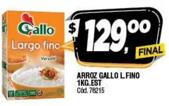 Supermercados Yaguar Gallo Arroz Lfino 1 kg .Est oferta