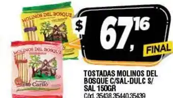 Supermercados Yaguar Molinos Del Bosque Tostadas C/Sal-Dulc S/Sal 150 gr oferta