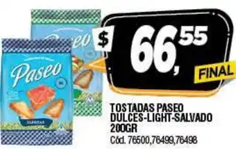 Supermercados Yaguar Paseo Tostadas Dulces-Light-Salvado 200 gr oferta