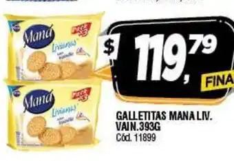 Supermercados Yaguar Mana Galletitas Liv. Vain. 393 g oferta