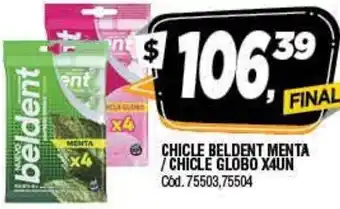 Supermercados Yaguar Chicle Beldent Menta/ Chicle Globo x 4UN oferta
