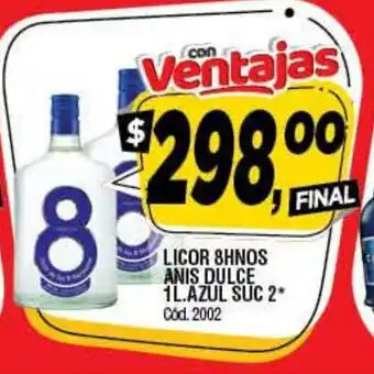 Supermercados Yaguar Licor 8 Hnos Anis Dulce 1L oferta