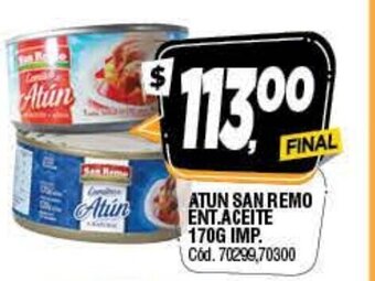 Supermercados Yaguar Atún San Remo Ent. Aceite 170g Imp oferta