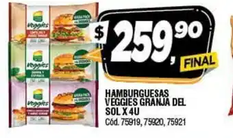 Supermercados Yaguar Veggies Hamburguesas granja Del Sol 4u oferta