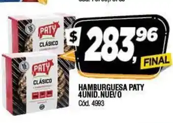 Supermercados Yaguar Paty Hamburguesa 4unid Nuevo oferta