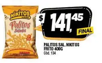 Supermercados Yaguar Nikitos Palitos Sal Frito 400g oferta