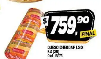 Supermercados Yaguar Cheddar Queso LS x kg oferta