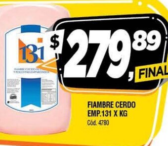 Supermercados Yaguar Fiambre Cerdo Emp 131 x kg oferta