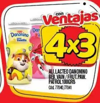 Supermercados Yaguar Ali.Lacteo Danonino Beb.Vain/Frut.Paw. Patrol 100grs oferta